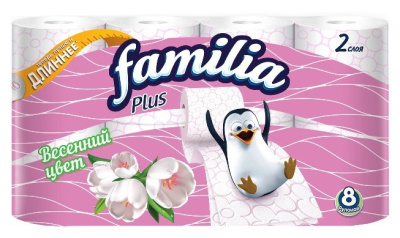 Familia Plus туалетная бумага Весенний цвет двухслойная 8шт 