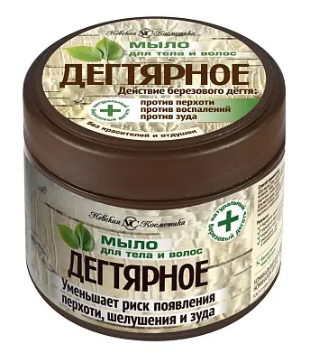 Невская Косметика густое мыло дегтярное для тела и волос 300 мл