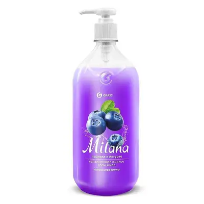 Grass Milana жидкое крем мыло для рук черника в йогурте с дозатором 1000 мл 