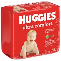 Huggies влажные салфетки ultra comfort алое 168 шт