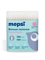 Mepsi детские ватные палочки ультратонкие 200 шт
