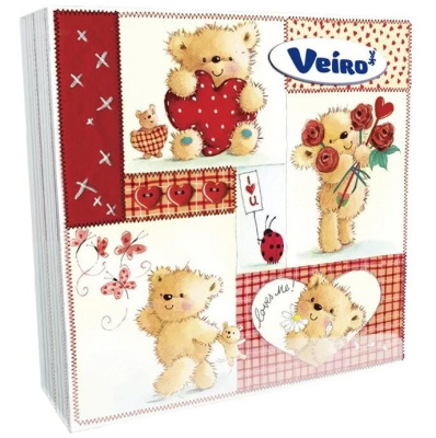 Veiro салфетки 3-слойные с рисунком 33*33 20 листов 