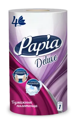 Papia deluxe бумажные полотенца белые четырёхслойные 1 шт 