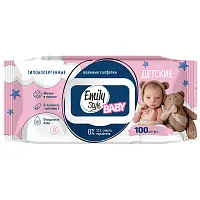 Emily Style влажные салфетки детские гипоаллргенные с крышкой 0+ роз гол 100 шт