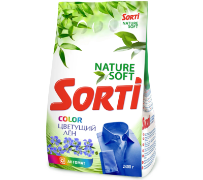 Sorti автомат колор стиральный порошок цветущий лен 2.4 кг 