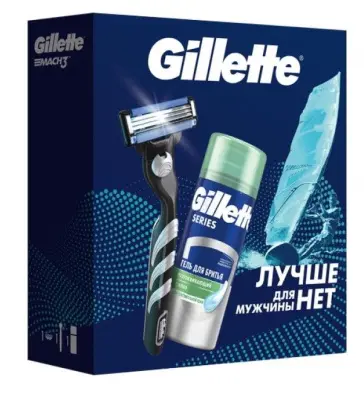 Подарочный набор gillette с 1 кассетой + гель для бритья для чув кожи алоэ 75 мл 