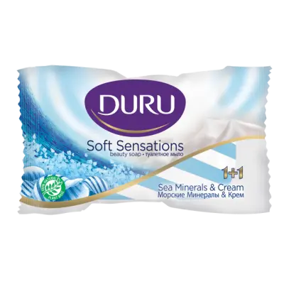 Туалетное мыло DURU 1+1 КРЕМ+МОРСКИЕ МИНЕРАЛЫ, 90г 