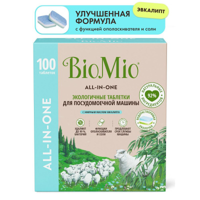 BioMio bio таблетки для посудомоечной машины эвкалипт 16г 100шт 