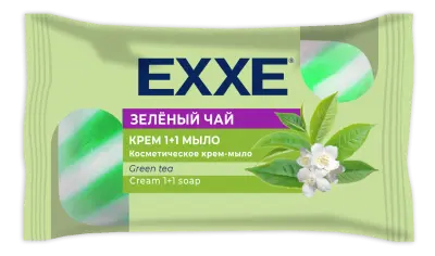 Exxe крем мыло 1+1 зеленый чай зеленое полосатое 90 г 