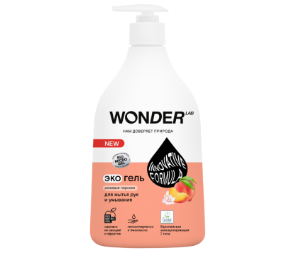 Wonder Lab экогель для рук и умывания розовые персики 0.54 л 