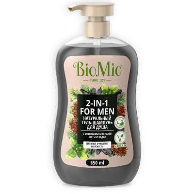 BioMio Bio shower body hair gel мята и кедр гель шампунь мужской для душа 650 мл экспортный вариант 