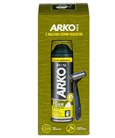 Arko men подарочный набор пена hemp 200 мл  + станок pro3