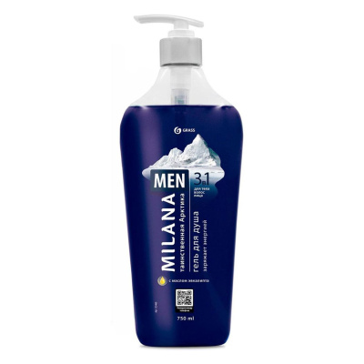 Grass Milana Men гель для душа таинственная арктика с маслом эвкалипта 750 мл 