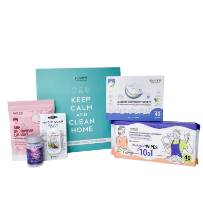 Dukes home wonders набор моющих средств для дома салфетки мыло для рук в листах кондиционер в гранулах листы для стирки 