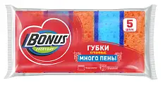 BONUS крупнопористые губки для мытья посуды много пены 5 шт
