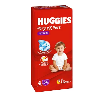 Huggies expert 4 l 9-14 кг трусики подгузники 54 шт