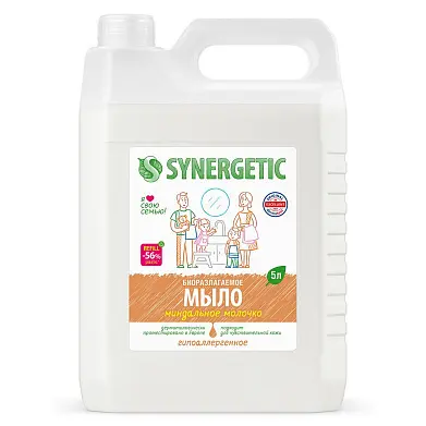Synergetic жидкое мыло миндальное молочко 5 л