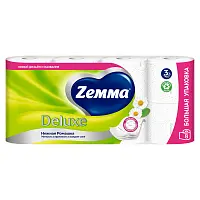 Zemma deluxe туалетная бумага нежная ромашка 3 слоя 8 рулонов