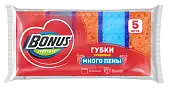 BONUS крупнопористые губки для мытья посуды много пены 5 шт