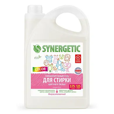 Synergetic гель для стирки цветного белья color 3,75 л