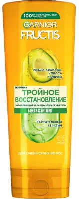 Fructis укрепляющий бальзам ополаскиватель тройное восстановление для сухих и ломких волос 387 мл 
