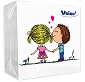 Veiro салфетки 1 слойные с рисунком сердечки love is 24*24 50 листов