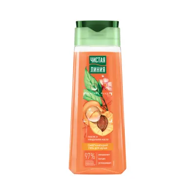 Чистая Линия гель для душа смягчающий на 100% натуральной основе, с персиком и маслом миндаля 250 мл 
