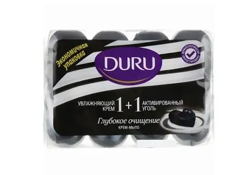 Duru 1+1 softsens туалетное мыло увлажняющий крем активированный уголь 4*90 гр