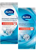 Aura влажные салфетки с антибактериальном эффектом 72 шт