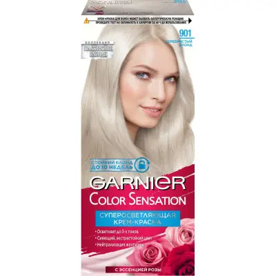 Garnier Color Sensation стойкая крем краска для волос платиновый блонд оттенок 901 серебристый блонд 