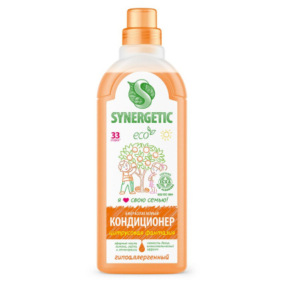 Synergetic кондиционер ополаскиватель для белья цитрусовая фантазия 1 л 33 стирки 