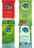 Aura освежающие влажные салфетки 15 шт в ассортименте