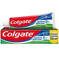 Colgate зубная паста тройное действие натуральная мята для защиты от кариеса удаления потемнений с зубов и свежего дыхания 150 мл