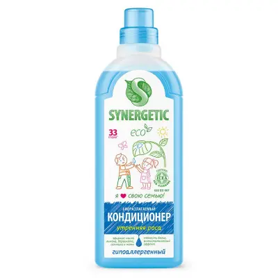 Synergetic кондиционер ополаскиватель для белья утренняя роса 1 л 33 стирки 