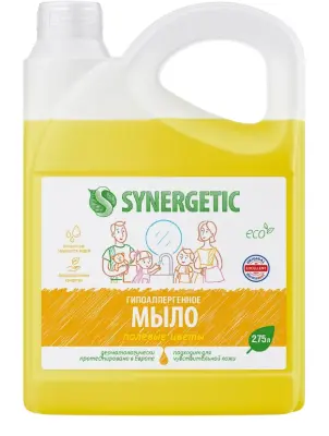 Synergetic мыло жидкое биоразлагаемое для мытья рук и тела полевые цветы 2,75 л 