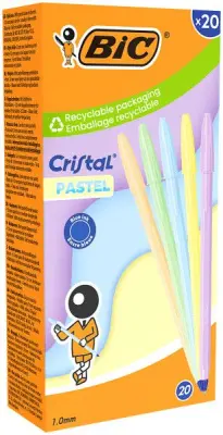 Bic ручка кристал пастель шариковая синяя кор 20 шт 
