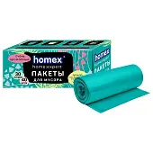 Homex пакеты для мусора 30 л 40 шт очень ароматные бирюзовые 7 мкр 48 х55 см