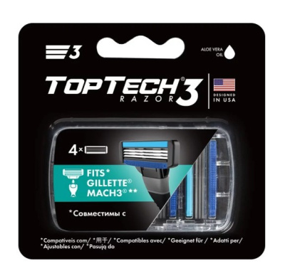 top tech razor 3 сменные кассеты мужские 4 шт совместимы с gillette mach3 