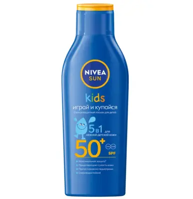 Nivea детский солнцезащитный лосьон играй и купайся сзф 50+ 200 мл 