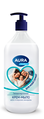 Aura family крем мыло шёлк и морские минералы new флакон дозатор 1000 мл 