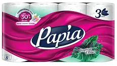 Papia туалетная бумага белая с аром тропическая экзотика и рисунком трёхслойная 8 шт