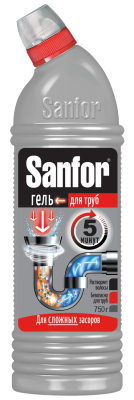 Sanfor для труб средство для очистки канализационных труб 750 мл 