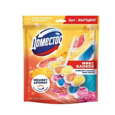 Доместос блок для очищения унитаза свежесть цитруса и цветочный букет 2+3 гр 