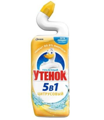 Туалетный Утенок активный чистящее средство для унитаза цитрус 5 в1 900 мл 
