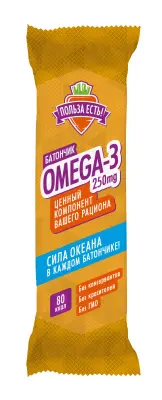 батончик Омега 3 Польза есть со вкусом банана 25г 