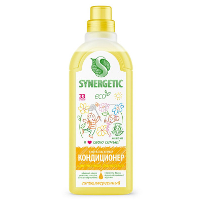 Synergetic кондиционер ополаскиватель для белья цветочная фантазия 1 л 33 стирки 