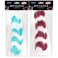Homex мочалка для тела из нейлона очень нежная косичка 8 звеньев двухцветная 250х60х50 мм пакет
