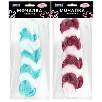 Homex мочалка для тела из нейлона очень нежная косичка 8 звеньев двухцветная 250х60х50 мм пакет