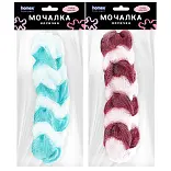 Homex мочалка для тела из нейлона очень нежная косичка 8 звеньев двухцветная 250х60х50 мм пакет