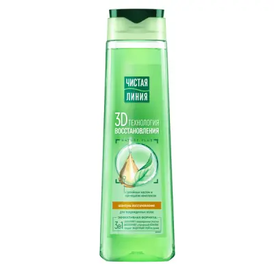 Чистая линия шампунь восстанавливающий для поврежденных волос с репейным маслом и про-кератин комплексом 400 мл 